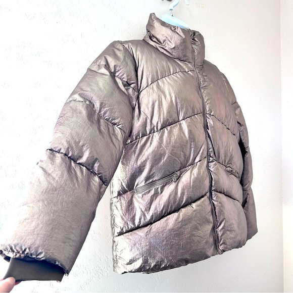 CARRE NOIR Metallic Bronze Puffer Jacket Womens Size L - Picture 4 of 10